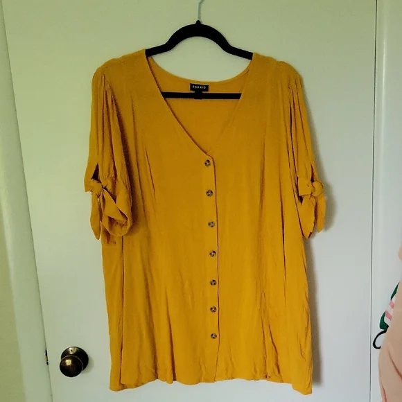 Torrid Mustard Button-Up Top - Picture 2 of 12
